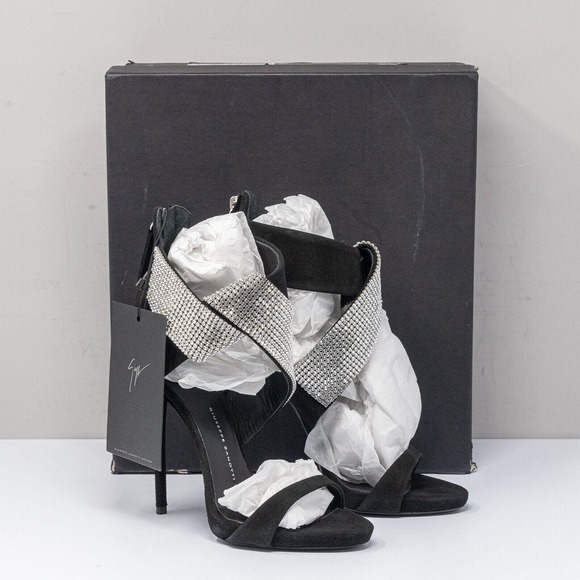 Giuseppe Zanotti Ella Crystal Suede Sandal Heels Size 35 (5 US) - Picture 8 of 8